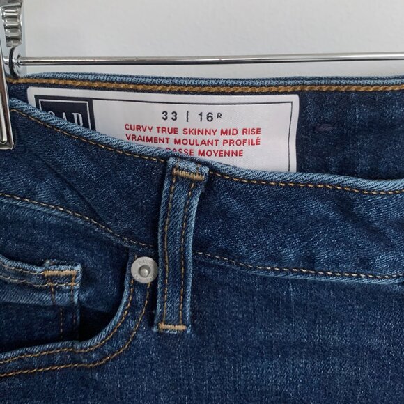 Gap  Mid Rise Curvy True Skinny Jeans Dark Indigo 33 / 16 - Picture 9 of 12